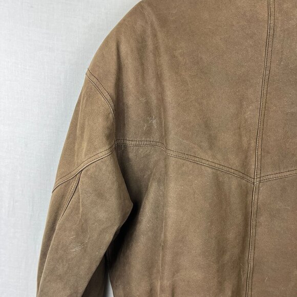 Vintage 90s Leather Bomber Jacket Men L Oversize Aviator Distressed Slouch Baggy - Picture 10 of 16